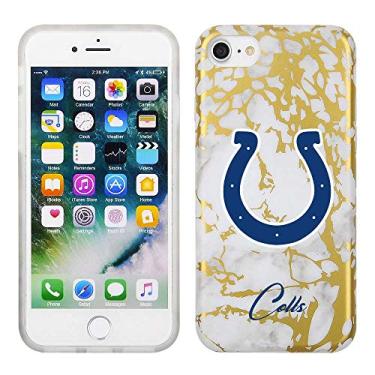 Imagem de Prime Brands Group Capa de celular com estampa de mármore branco e dourado em TPU para Apple iPhone 8/7/6S - Licenciado pela NFL Indianapolis Colts