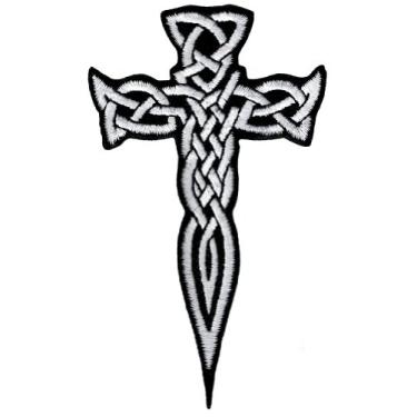 Imagem de Cruz celta punhal branco bordado crucifixo irlandês