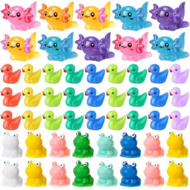 Imagem de Barydat 150 peças de mini bonecos de animais de resina a granel, pequenos patos, sapo axolote para esconder pequenos animais em miniatura para brincadeiras, presentes de Natal, Páscoa, casa de