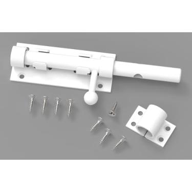 Imagem de Fechadura de porta de entrada sem chave, trava de metal de segurança para porta, travas deslizantes resistentes para portas externas com ferragem de orifício de cadeado para cercas de madeira e portas