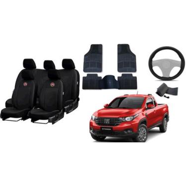 Imagem de Kit de Capa de Couro Strada 19-23 + Tapete de Carro + Capa de Volante 