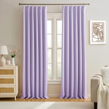 Imagem de Cortinas lilás roxo claro para escurecimento de ambiente, pregas de apertar com ganchos, design moderno, redução de luz e proteção de privacidade, cortina blackout para janela/cortina para quarto
