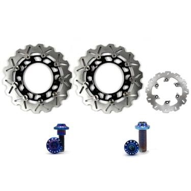 Imagem de Discos de freio dianteiros e traseiros flutuantes com parafusos de montagem para Yamaha XJ600N XJ600S DIVERSION 1998-2003, YZF600R THUNDERCAT 1996-2004, TDM 900 TDM900 2002-2014, peças de motocicleta