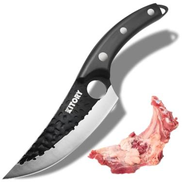 Imagem de Faca de desossar viking forjada à mão - Faca de açougueiro de aço de alto carbono de 14,7 cm com cabo ergonômico de madeira - perfeita para cortar carne, churrasco, acampamento e cozinhar ao ar livre