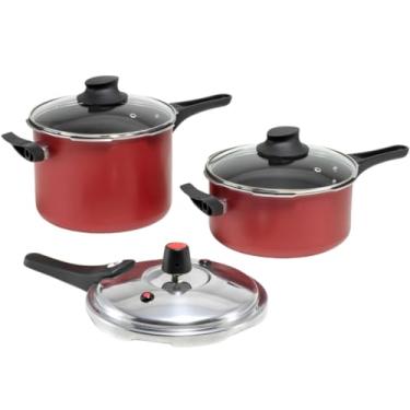 Imagem de Jogo de Panelas de Pressão 2 em 1 Fechamento Externo e Tampa de Vidro | Marcolar