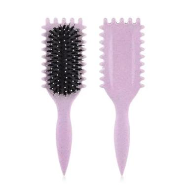 Imagem de Pente de cabelo feminino pente de cabelo cacheado em formato oco massagem no couro cabeludo e escova de cabelo fofa ferramentas de penteado (ROXO)