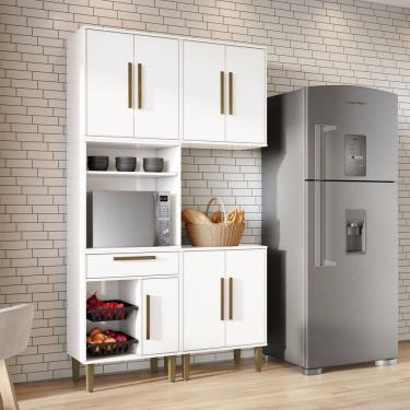 Imagem de Cozinha Completa 3 Peças 7 Portas 1 Gaveta com Fruteira Lorena Branco