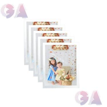 Imagem de Kit 5 Porta Retrato Com Vidro 30x40 A3 Moldura Branco Para Fotos e dec