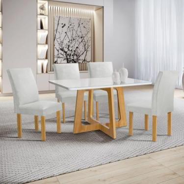 Imagem de Conjunto Mesa Arizona 120cm com 4 Cadeiras Canela Tampo Smart Plus com