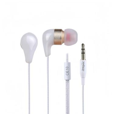 Imagem de Rillpac CE10 Fones de ouvido intra-auriculares intra-auriculares com isolamento de ruído, construção de metal, fones de ouvido HiFi para smartphones (branco)