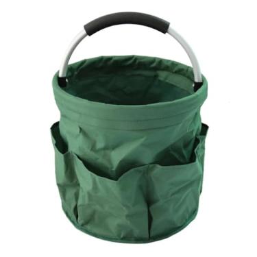 Imagem de Saco organizador de armazenamento grande 17L Cesto dobrável Sacola de piquenique Caddy de limpeza ao ar livre com alça Suprimentos de limpeza de saco de ferramentas (Verde)