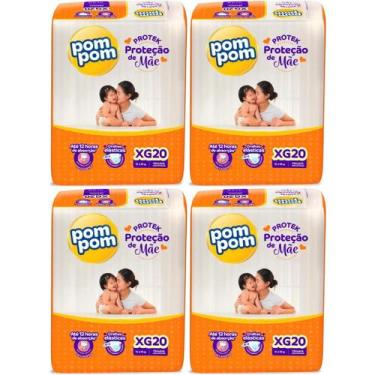 Imagem de KIT 4 Fraldas Pom Pom Derma Protek Jumbo Tamanho XG 20 unidades - POMP