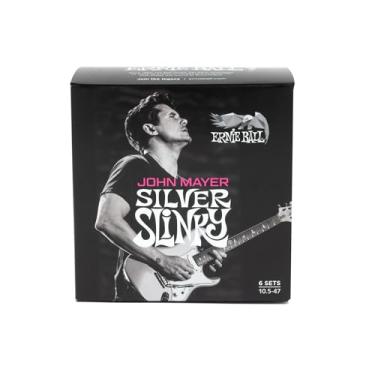 Imagem de Ernie Ball John Mayer Silver Slinky Nickel Wound Electric Guitar Strings 6 Pack - 10.5-47 Gauge
