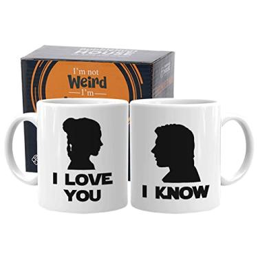 Imagem de Caneca de café para casal Star Wars - I Love You - I Know - Princesa Leia Han Solo Jedi Filme Sabre de luz Space Startrooper Presente perfeito de Natal, Design 2, 11 Oz