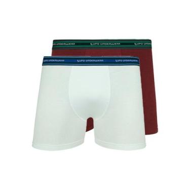 Imagem de Kit com 2 Cuecas Boxer Lupo 523-003 Colorido, Vinho, G