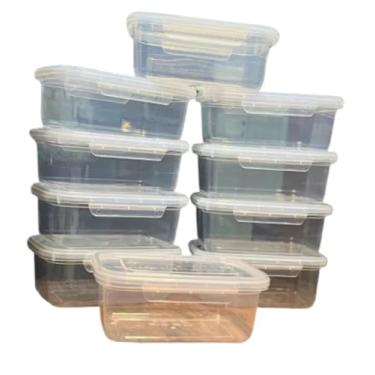 Imagem de Kit 10 Marmita Potes 800ml com Travas Laterais BPA FREE Congelador Freezer Marmitas