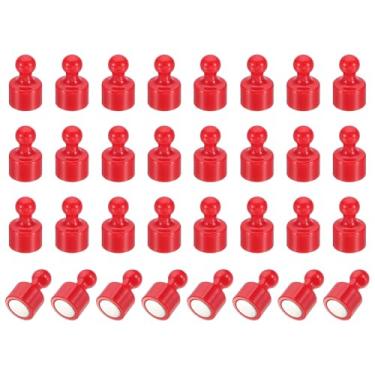 Imagem de PATIKIL 32 peças de pinos de ímãs, 0,8 x 0,5 ímãs fortes de geladeira quadro branco magnético tachinhas decorativas para geladeira Locker calendário escritório, vermelho