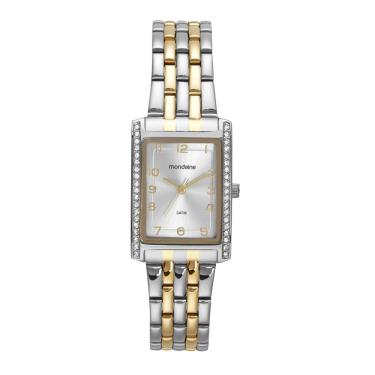 Imagem de Relogio Mondaine Feminino 32781lpmvbe3 Retangular Bicolor