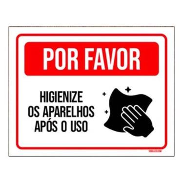 Imagem de Placa Academia Por Favor Higienize Aparelhos Após Uso 18X23