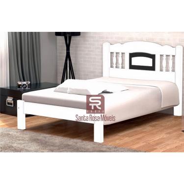 Imagem de Cama Queen Size Bella de Madeira Maciça Tauari - Cor Branco/Preto