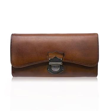 Imagem de Carteira feminina de couro Dip Dye porta-cartões, T01 - marrom