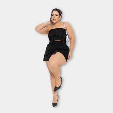 Imagem de Conjunto Plus Size Feminino Cropped e Short Saia Strass 0618
