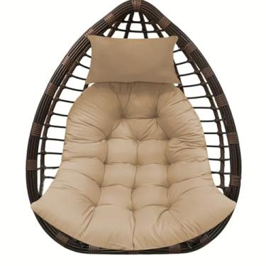 Imagem de BCKNT Almofada de assento de cesta suspensa espessa com encosto de cabeça, almofadas de cadeira de balanço de rede, almofada de cadeira de pátio de ovo macio com algodão PP de alta elasticidade, para