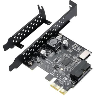 Imagem de YABOANG PCI-E 1X para USB 3.2 GEN1 (para cabeçalho do painel frontal tipo C) 5 Gbps + conector USB 3.0 de 20 pinos PCI-E 1X Express Card para placa-mãe + placa de expansão de soquete USB 3.0 de 19