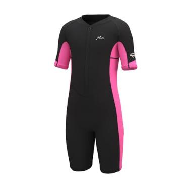 Imagem de Hevto Roupa de mergulho infantil para meninas pequenas, tamanho juvenil, 12 anos, 2 mm, neoprene com zíper frontal, natação térmica em água fria (K1S-rosa, 12)