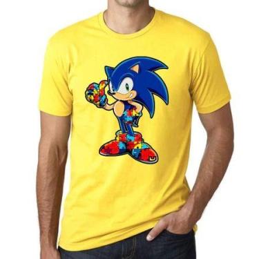 Imagem de Camiseta Autismo sonic Blusa infantil e Adulto Autismo 100% Algodão 30