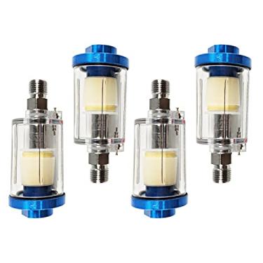 Imagem de Pacote com 4 separadores de óleo de água para compressor de linha de ar, entrada e saída NPT de 1/10.2 cm, filtro de aerógrafo, separador de umidade, compressor de linha de ar, ferramentas de