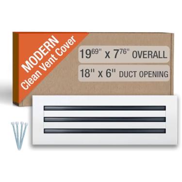 Imagem de FA-STAR Clean Modern Tampa de ventilação AC 45,7 x 15,7 cm (recorte de abertura do duto) - Saída de ar branca decorativa - Difusor de slot linear padrão - Grade de registro para teto, paredes e pisos