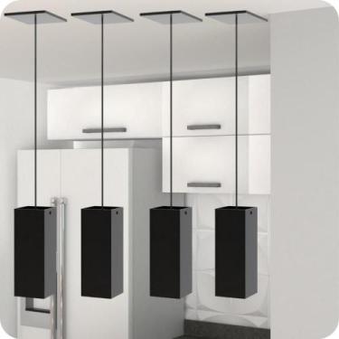 Imagem de 4 Pendente Industrial Preto Quadrado Moderno Luminária ELG - CromoShop