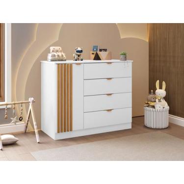 Imagem de Cômoda Infantil Ayla Branca com Amadeirado _ Phoenix Baby