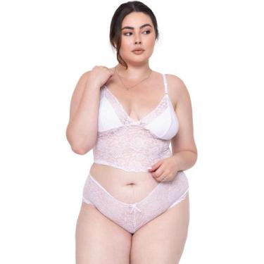 Imagem de Conjunto Lingerie Renda Espera Marido Sensual Plus Size Cropped Calcin