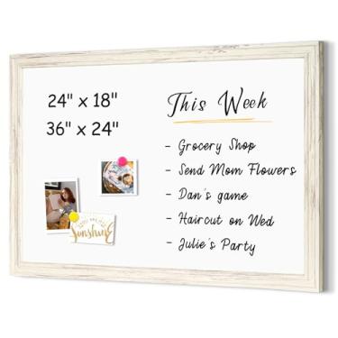 Imagem de 4 THOUGHT Quadro apagável a seco, quadro branco magnético de 61 x 91 cm, quadro branco vintage, quadro de avisos decorativo para escola, escritório, casa, 8 ímãs, 4 marcadores, 1 borracha