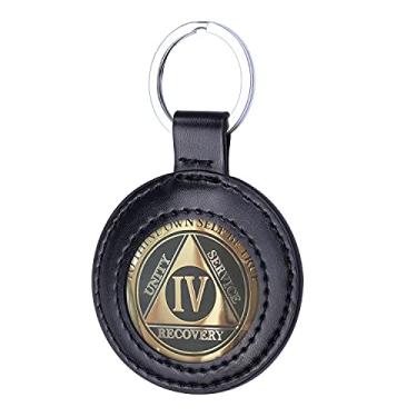 Imagem de Wisdompro Chaveiro porta-moedas de couro PU para medalhão AA, moeda de desafio padrão, chip de recuperação, compatível com Apple AirTag – Preto
