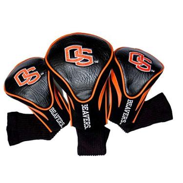 Imagem de Capas de cabeça para clube de golfe Team Golf NCAA Contour (3 unidades), numeradas 1, 3 e X, serve para grandes motoristas, utilitários, clubes de resgate e fairway, forro de veludo para proteção extra de clube, Oregon State Beavers, Oregon State Beavers