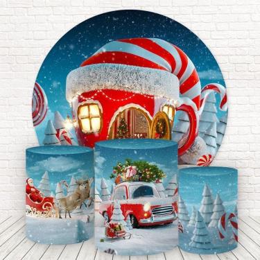 Imagem de Painel Redondo E Capas Tecido Sublimado Natal Fkpc-1024