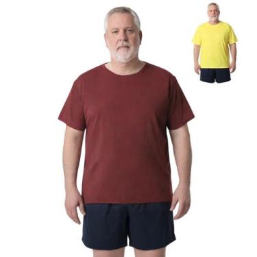 Imagem de Kit 2 Camisas Masculina Manga Curta Plus Size Malha Fria - Genérica, B