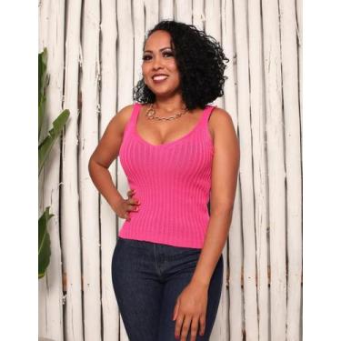 Imagem de Blusa Regata Feminina Tricor - Jutricot, Rosa, Chiclete, Único: 36-42
