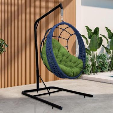 Imagem de Cadeira Balanço Ninho Suspenso em Corda Náutica Luxo com Suporte - Ace
