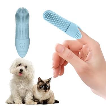Imagem de Jack & Milo Escova de dentes de silicone macio para cães – Cuidado bucal suave e eficaz para cães pequenos, filhotes e gatos – Longa duração e fácil de usar – Azul – Ideal para bebês animais de
