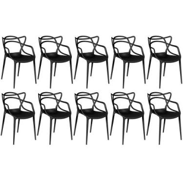 Imagem de Kit 10 Cadeiras de Jantar Allegra Prática Empilhável - Preto - Magazin
