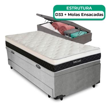 Imagem de Bicama Baú Solteiro E Colchão Dallas Molas Vstore 88x188x20