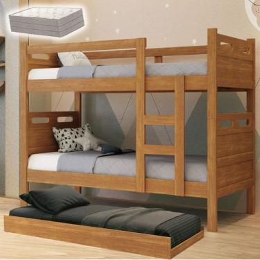 Imagem de Treliche Moderno Multifuncional Vira Duas Camas 3 em 1 com Cama Auxili