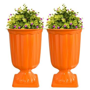 Imagem de 2 Vasos Grego Neon Decoração Mesa Neon Brilha na Luz Negra (Laranja)