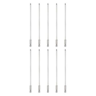 Imagem de HARFINGTON 10 peças de pontas esféricas hexagonais H3 (3 mm) cabeça 1/10.2 cm haste sextavada 150 mm (6") de comprimento magnético S2 aço métrico chave de fenda chave de broca soquete ferramenta