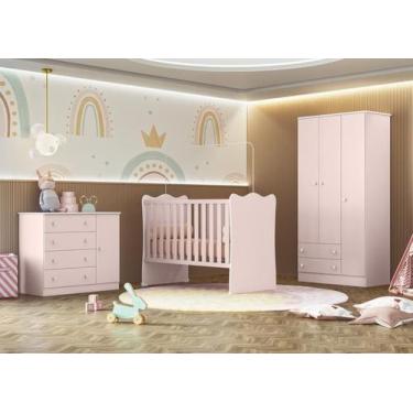 Imagem de Quarto Infantil Lua Encantada Guarda Roupa, Berço e Cômoda Sapateira R
