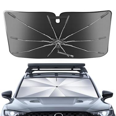 Imagem de Guarda-sol portátil para para-brisas personalizado adequado para Mazda CX-50 2023-2025, 2 em 1 cristal de gelo durável, compacto, guarda-sol UPF50+ UV proteção contra isolamento térmico de janela
